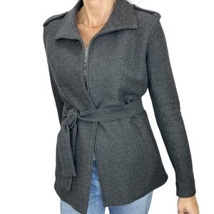 James Perse Standard 100% cotton grey knit belted wrap coat 1 or Small